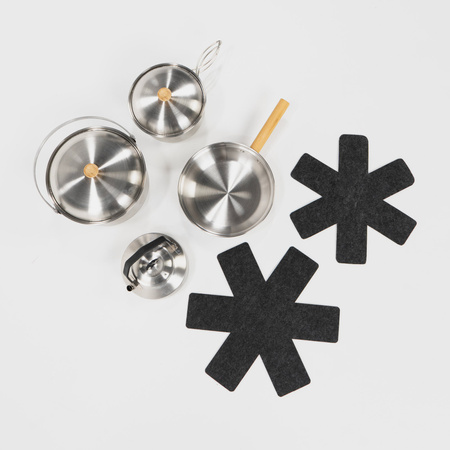 BOXIO COOKWARE - stainless steel camping cookware set, 2 pots, pan and kettle