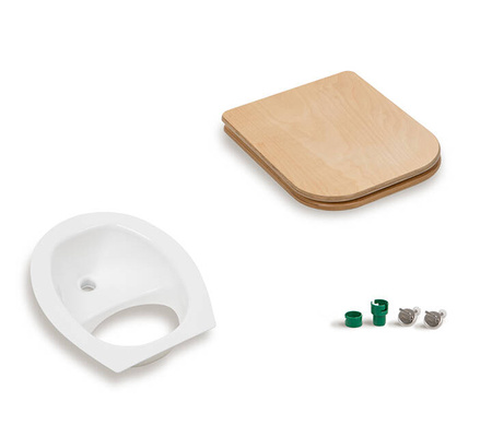 TROBOLO urine diverter white with wooden toilet seat - insert for DIY composting toilet