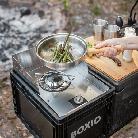 BOXIO COOK MAX+ - cooking set: gas stove, cookware, tableware and cutlery for 4