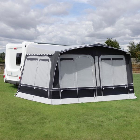 CAMPTECH Brillant Air 16 inflatable seasonal awning - circumference 1025-1050 cm, Camptex polyacrylic, 3 windows, pump included