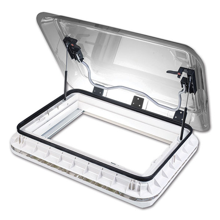 ExtraVENT 100 - 96 x 65.5 cm rooflight for motorhomes and caravans, double-glazed dome, LED, pleated blind and fly screen, roof 25-60 mm