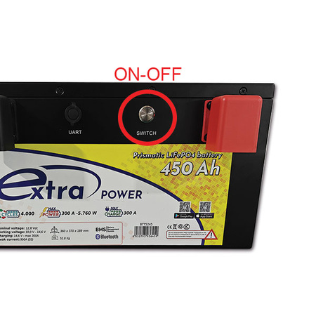 ExtraPOWER LiFePO4 battery 12.8 V 450 Ah with BMS and Bluetooth