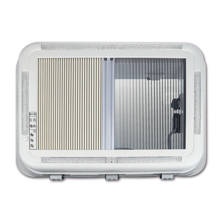 ExtraVENT 100 - 96 x 65.5 cm rooflight for motorhomes and caravans, double-glazed dome, LED, pleated blind and fly screen, roof 25-60 mm