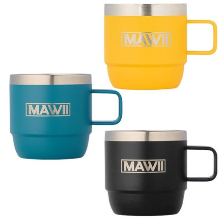 MAWII Filiżanka do espresso stal nierdzewna 177 ml czarna izolowana z uchwytem