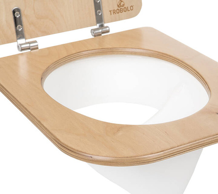 TROBOLO urine diverter white with wooden toilet seat - insert for DIY composting toilet
