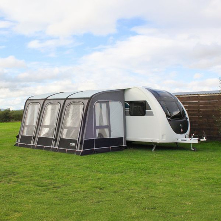 CAMPTECH Opal Air 390 inflatable partial awning for caravans - width 390 cm, attachment height 235-255 cm, Camptex All Season, 31 kg