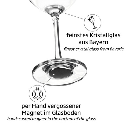 silwy magnetic crystal wine glasses - set of 2 with metal Nano-Gel pads, for motorhomes and boats