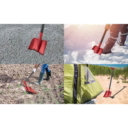 Brunner Arlo 0203012N shovel - three-piece aluminium all-purpose shovel, 95 cm, with storage bag, red