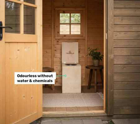 TROBOLO TeraBlœm Lite - wooden composting toilet with urine separation, kit without toilet seat