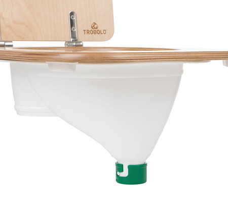 TROBOLO urine diverter white with wooden toilet seat - insert for DIY composting toilet