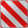 EAL Znak ostrzegawczy 2w1 z aluminium, czerwono-biały, 50x50 cm
