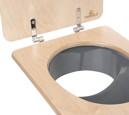 TROBOLO separator moczu szary z drewnianą deską sedesową - wkład do toalety kompostującej DIY