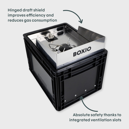 BOXIO COOK - stainless steel gas stove in a 40 x 30 x 28 cm Eurobox