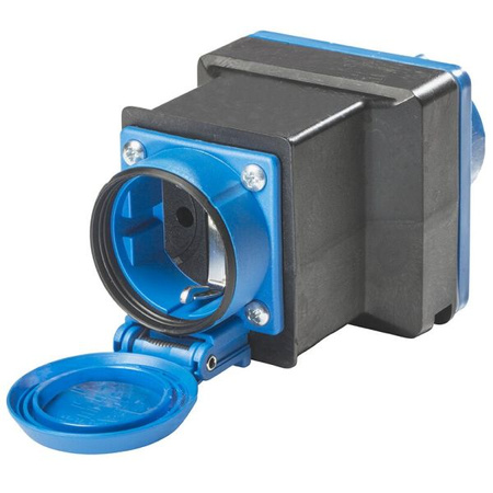 Adapter Plug CEE Plug + Schuko Socket black/blue