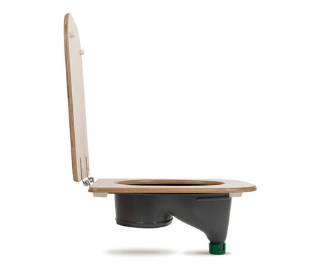 TROBOLO urine diverter grey with wooden toilet seat - insert for DIY composting toilet