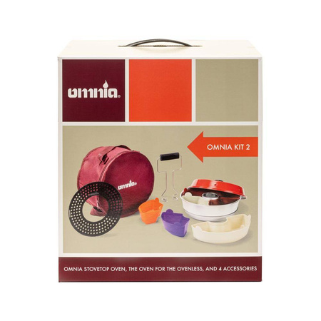 Omnia Kit 2 - Classic 2 l stovetop oven with perforated tray, silicone moulds, lifting handle and bag