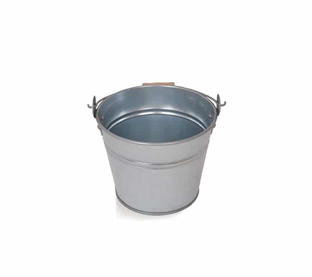 TROBOLO Zinc bucket set: 15 l galvanised bucket with wooden handle and 350 ml aluminium scoop for litter