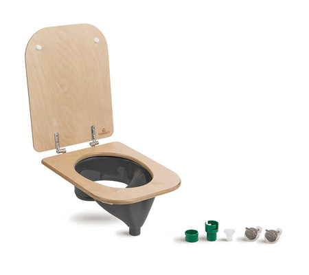 TROBOLO urine diverter grey with wooden toilet seat - insert for DIY composting toilet