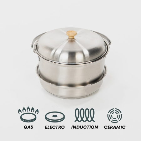 BOXIO COOKWARE - stainless steel camping cookware set, 2 pots, pan and kettle