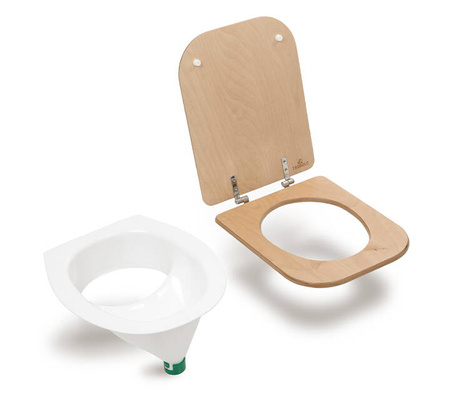 TROBOLO separator moczu biały z drewnianą deską sedesową - wkład do toalety kompostującej DIY