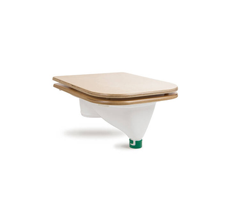 TROBOLO urine diverter white with wooden toilet seat - insert for DIY composting toilet