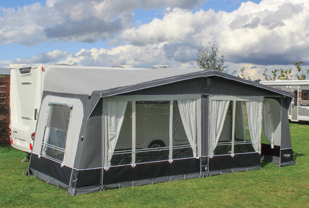 CAMPTECH Topas Air 10 inflatable travel awning - circumference 875-900 cm, Camptex All Season, 4 windows, pump included