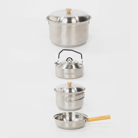 BOXIO COOK MAX+ - cooking set: gas stove, cookware, tableware and cutlery for 4